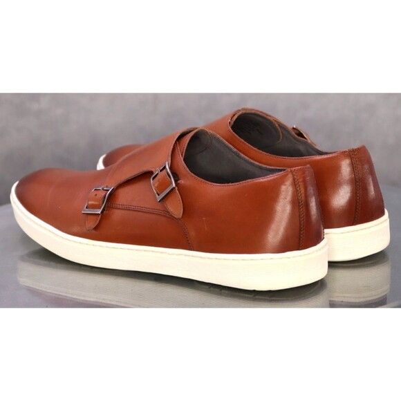 Nordstrom Shop $180 Men\'s Double Monk Strap Sneakers Shoes Sz 12 M Leather Brown main image 4